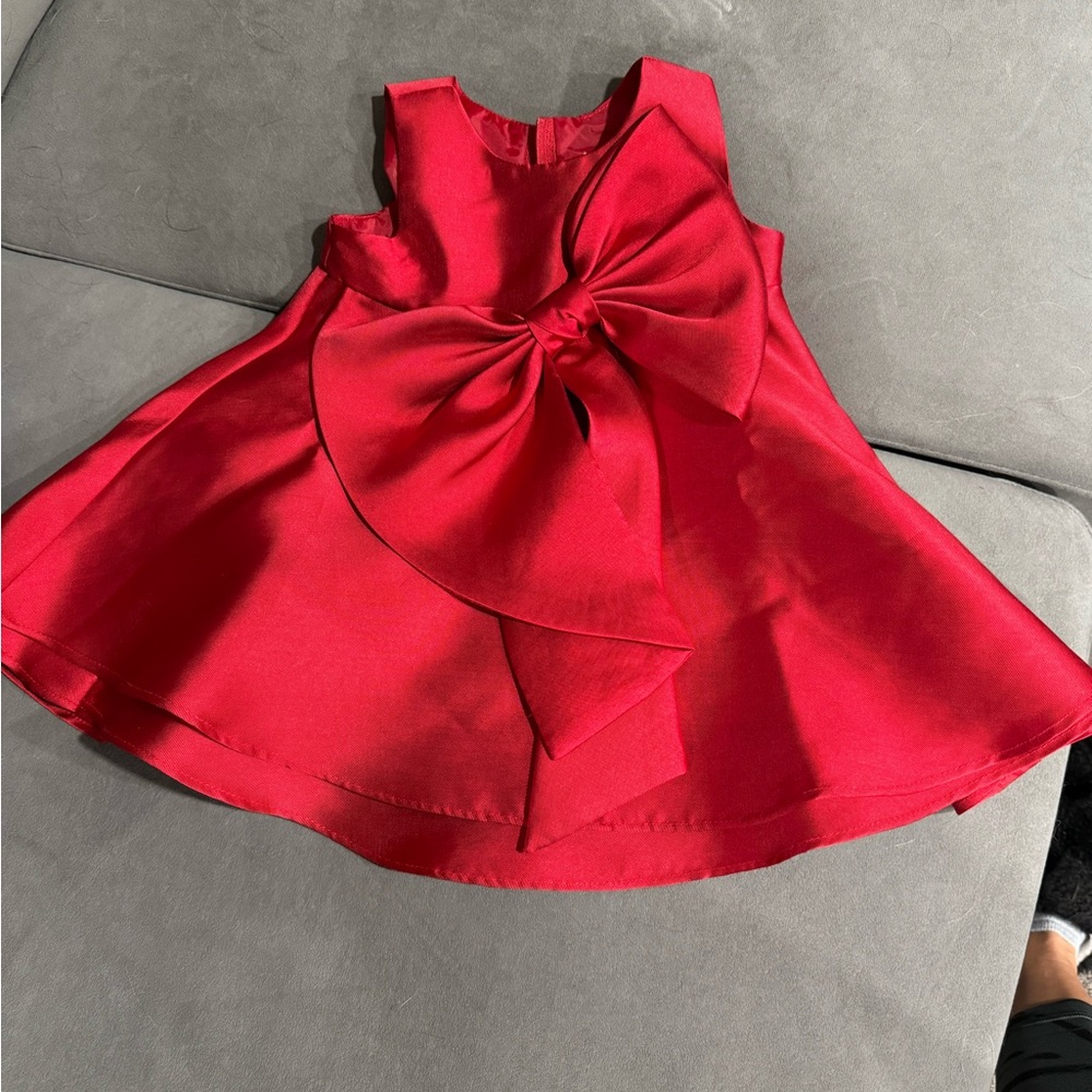 Rare Editions Scarlet Dress with Elegant Bow